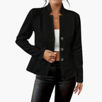 Blazer Jacket with Lapel Collar and Button Closure