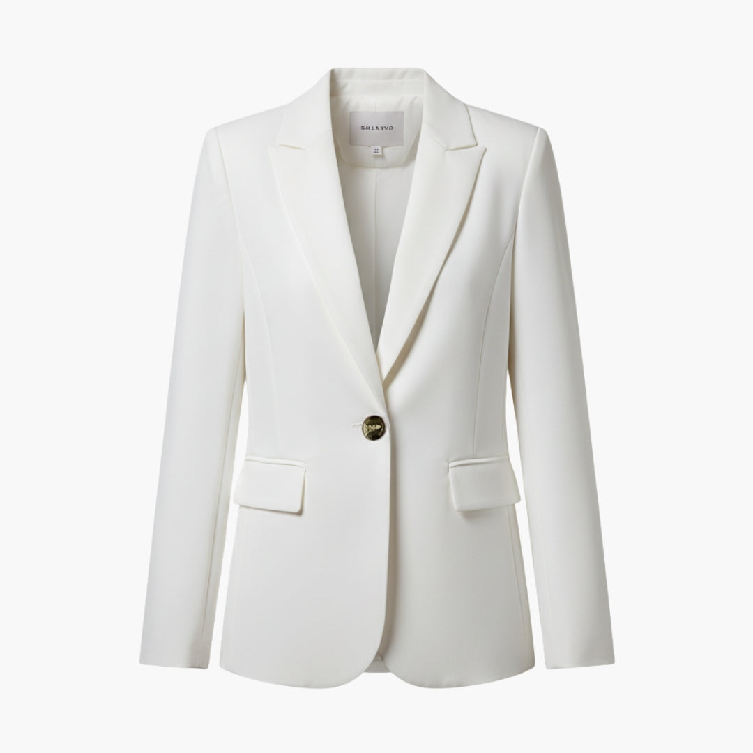 Blazer Jacket with Notched Lapel and Button Front