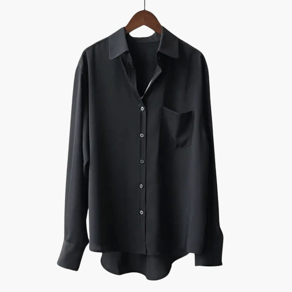 Button-Front Shirt – Chest Pocket – Curved Hem