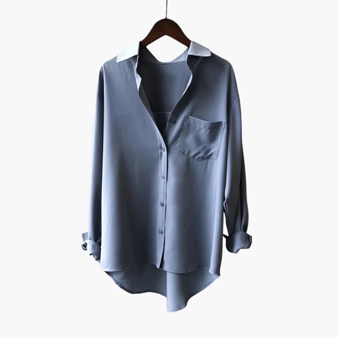 Button-Front Shirt – Chest Pocket – Curved Hem