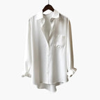 Button-Front Shirt – Chest Pocket – Curved Hem