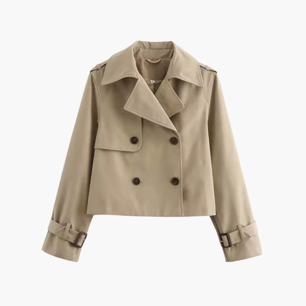 Cropped Trench Coat – Double-Button Closure