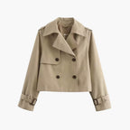 Cropped Trench Coat – Double-Button Closure