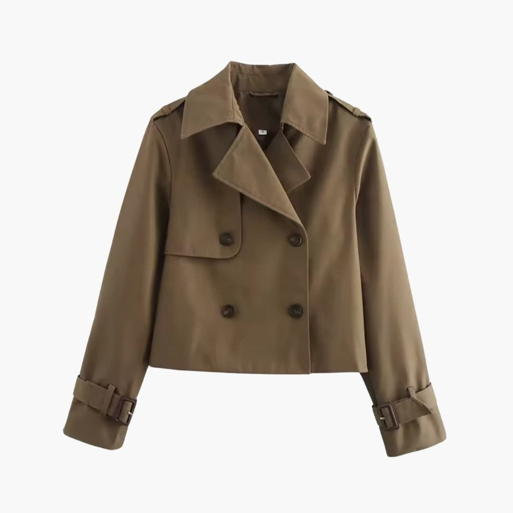 Cropped Trench Coat – Double-Button Closure