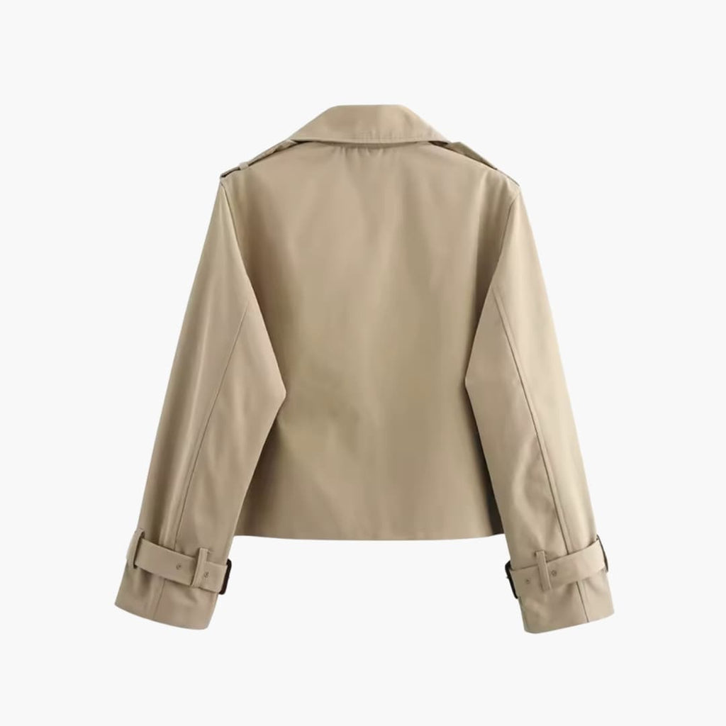 Cropped Trench Coat – Double-Button Closure