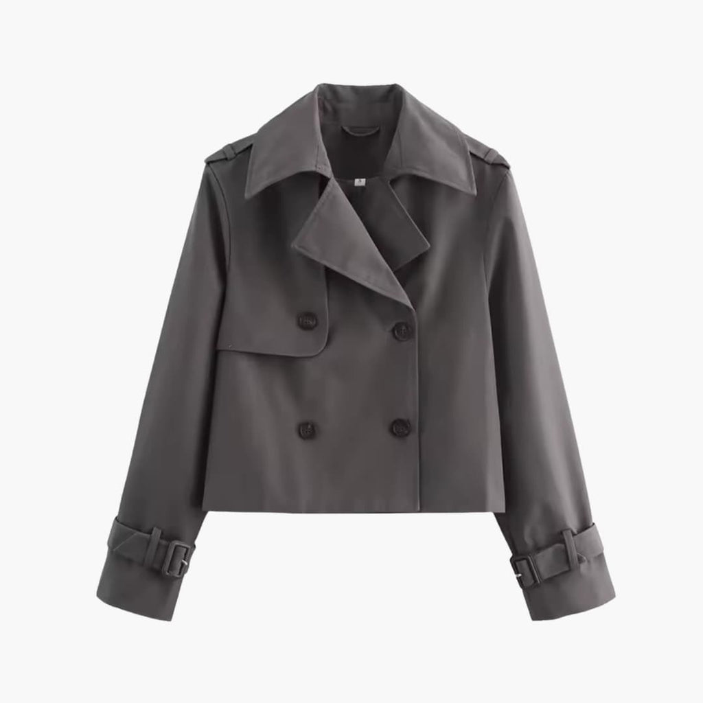 Cropped Trench Coat – Double-Button Closure