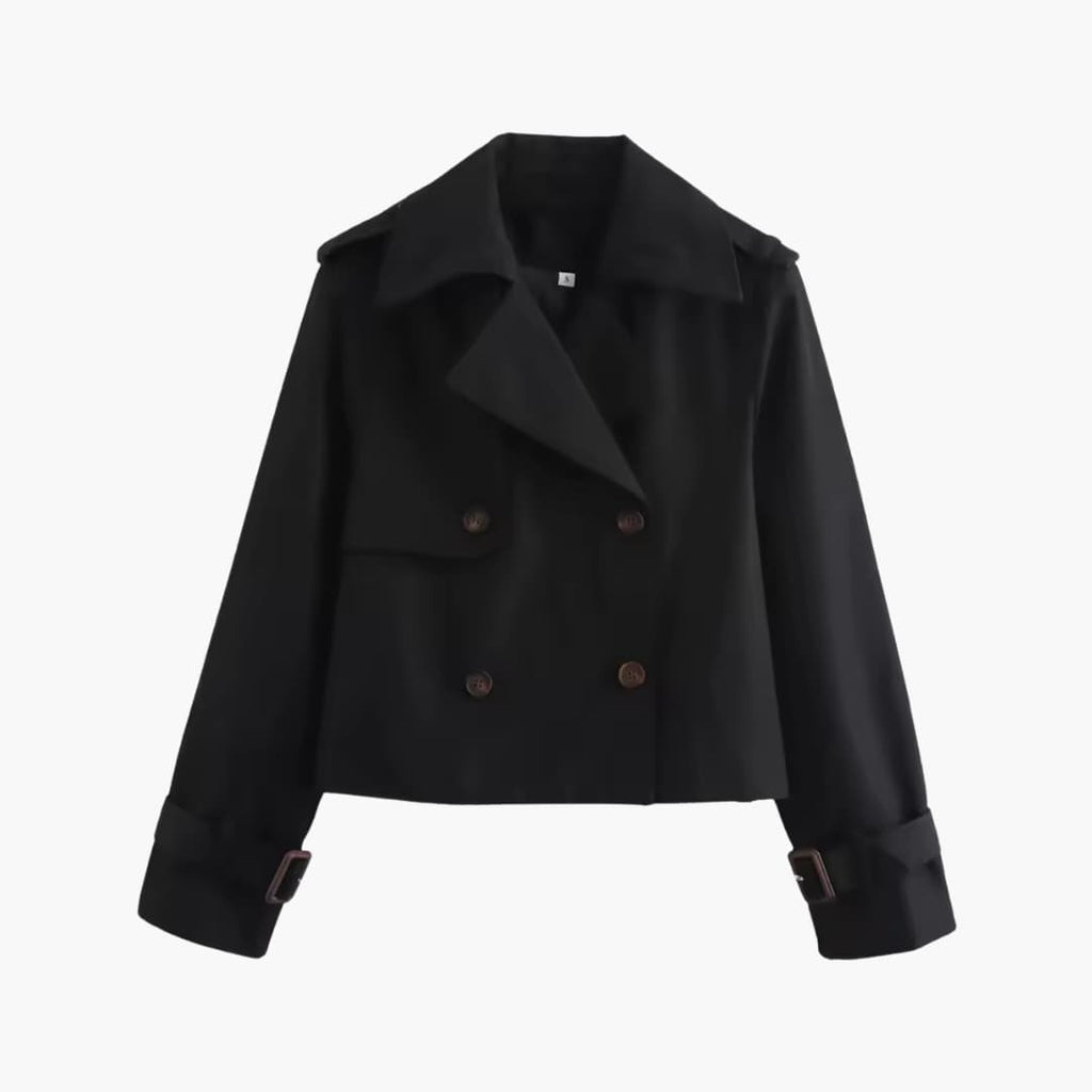 Cropped Trench Coat – Double-Button Closure