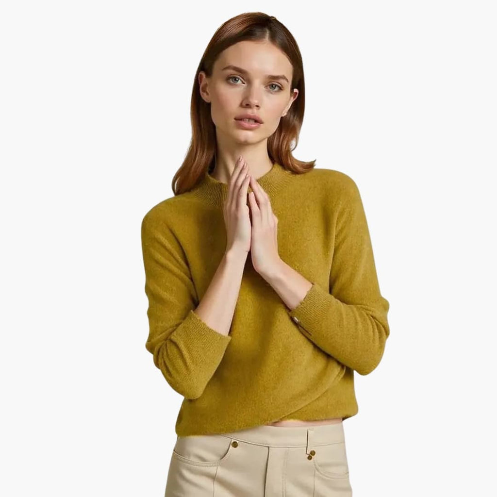 Sweater – Draped Neckline – Ribbed Cuffs