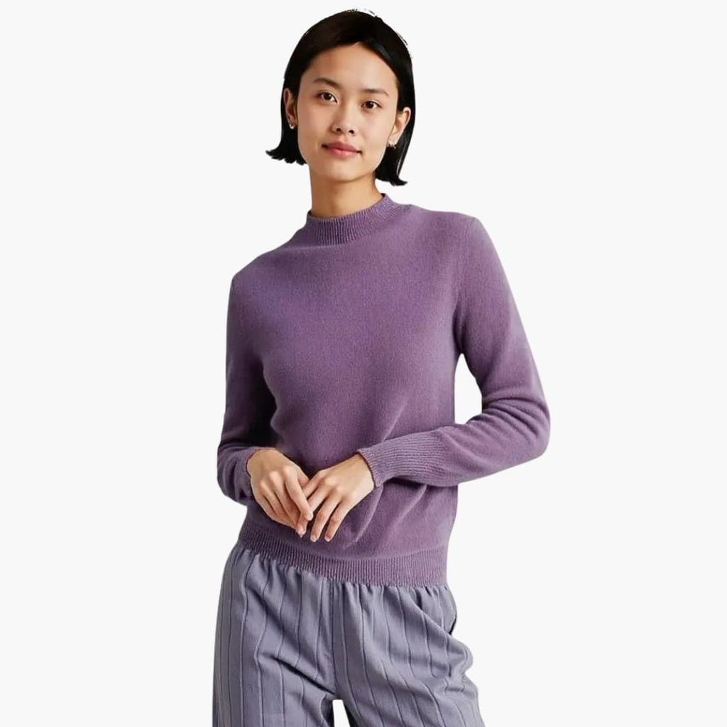 Sweater – Draped Neckline – Ribbed Cuffs