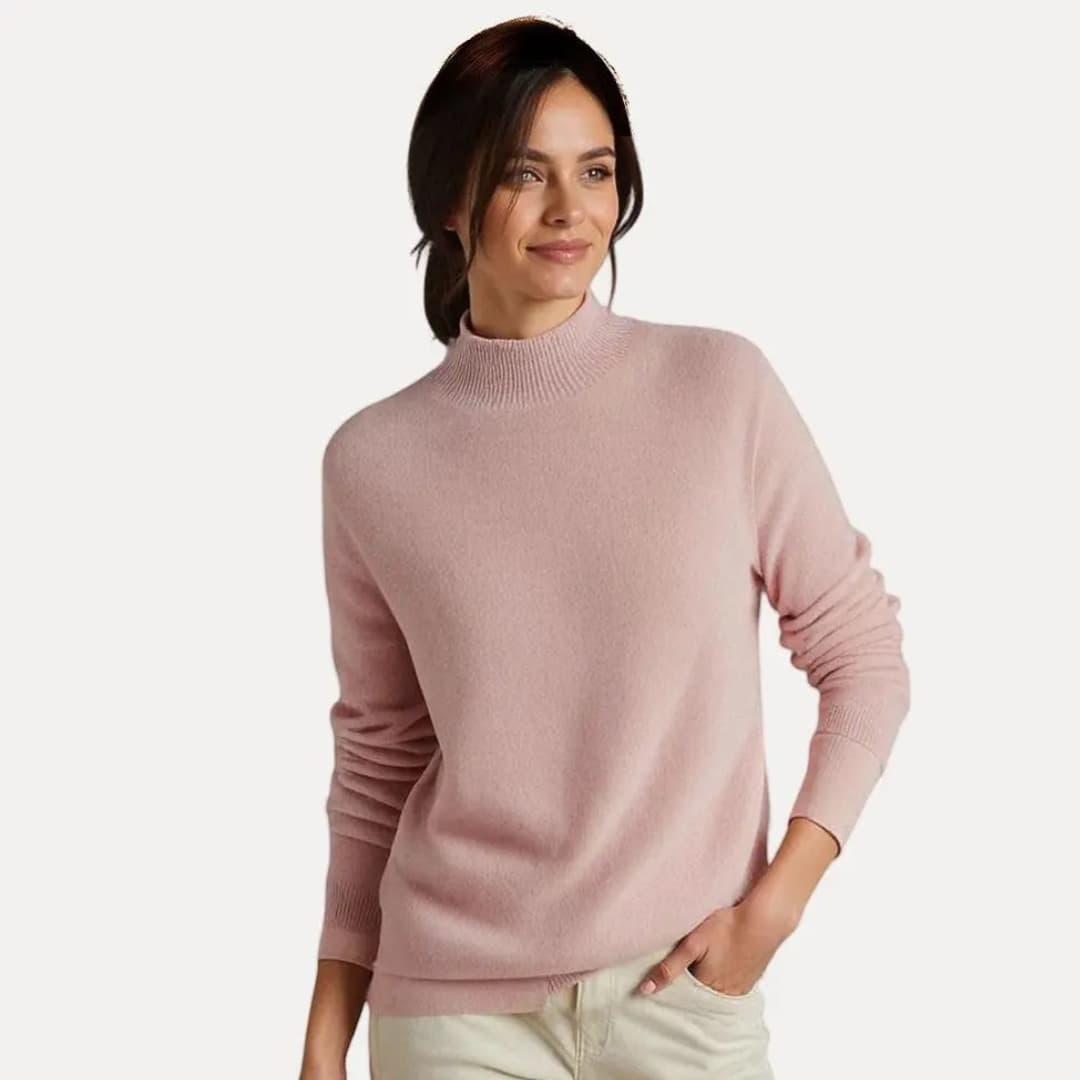 Sweater – Draped Neckline – Ribbed Cuffs
