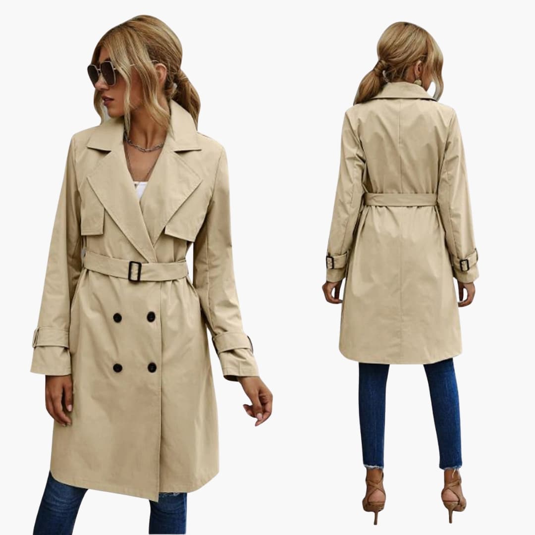 Knee-Length Trench Coat – Waist Belt
