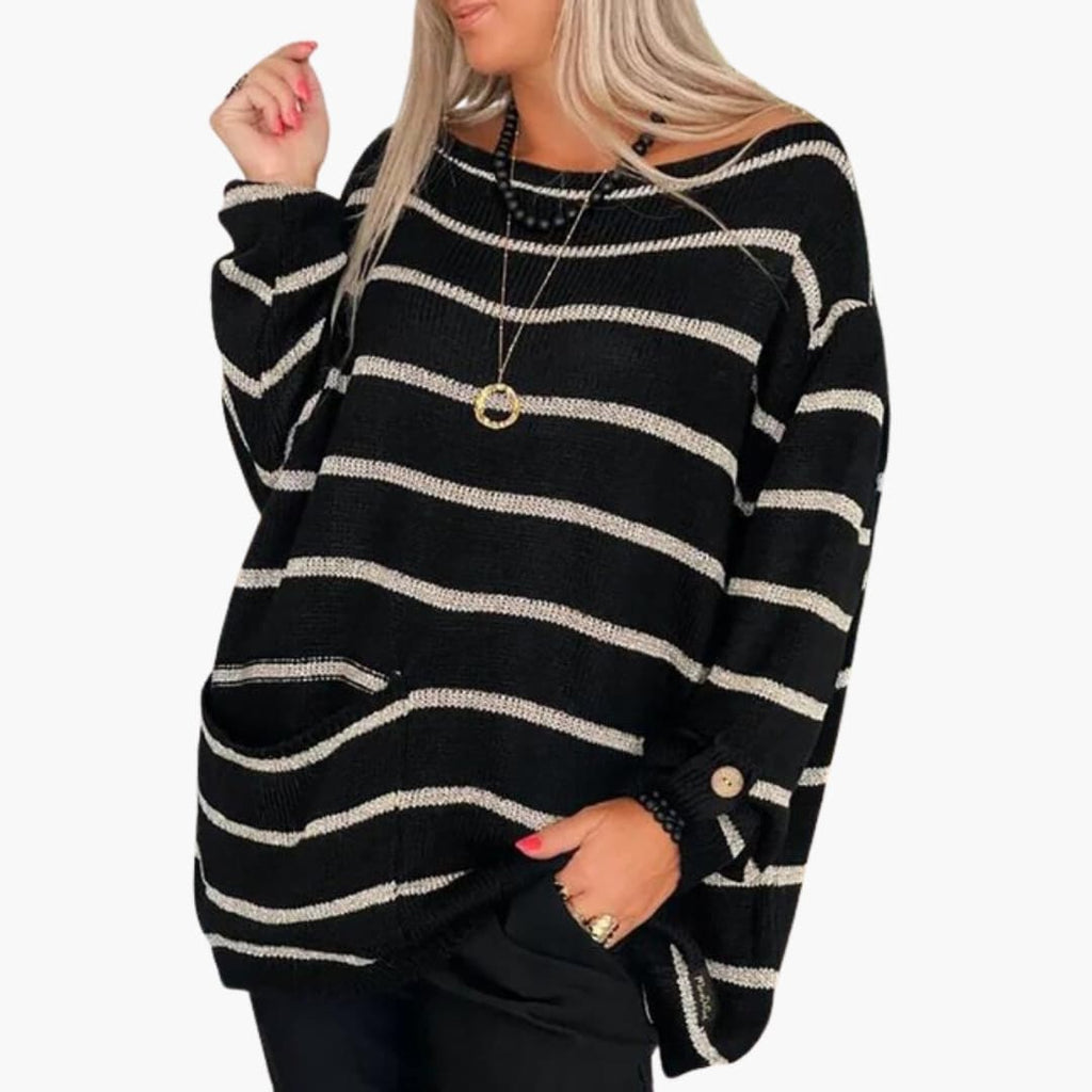 Striped Pullover Sweater – Patch Pocket