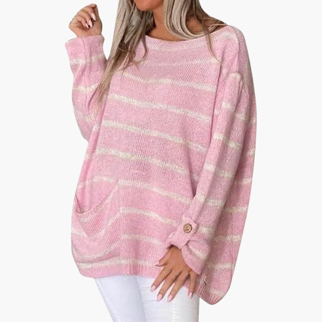 Striped Pullover Sweater – Patch Pocket