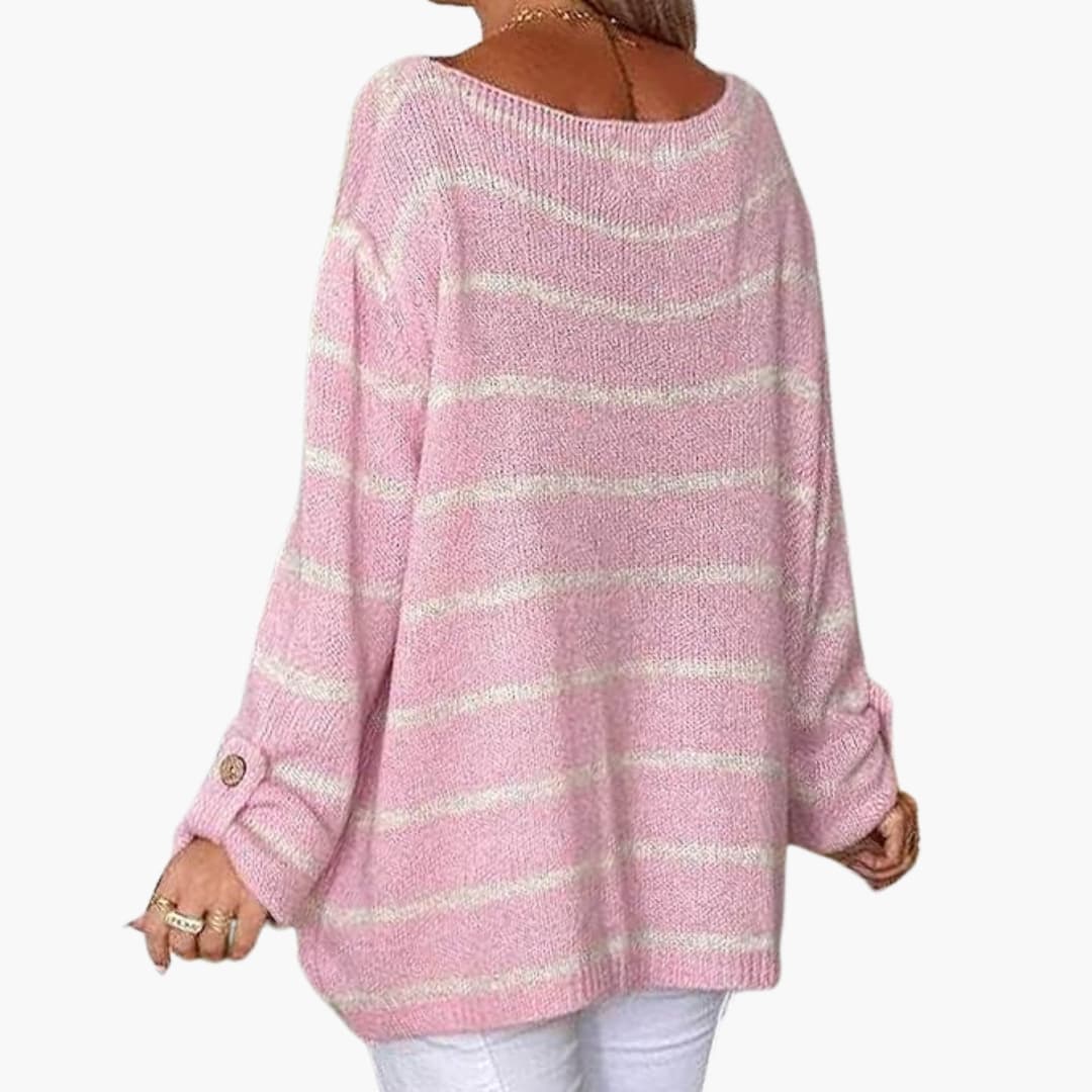 Striped Pullover Sweater – Patch Pocket