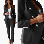 Two-Piece Suit Set – Double-Breasted Blazer and Straight-Leg Trousers
