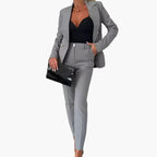 Two-Piece Suit Set – Double-Breasted Blazer and Straight-Leg Trousers