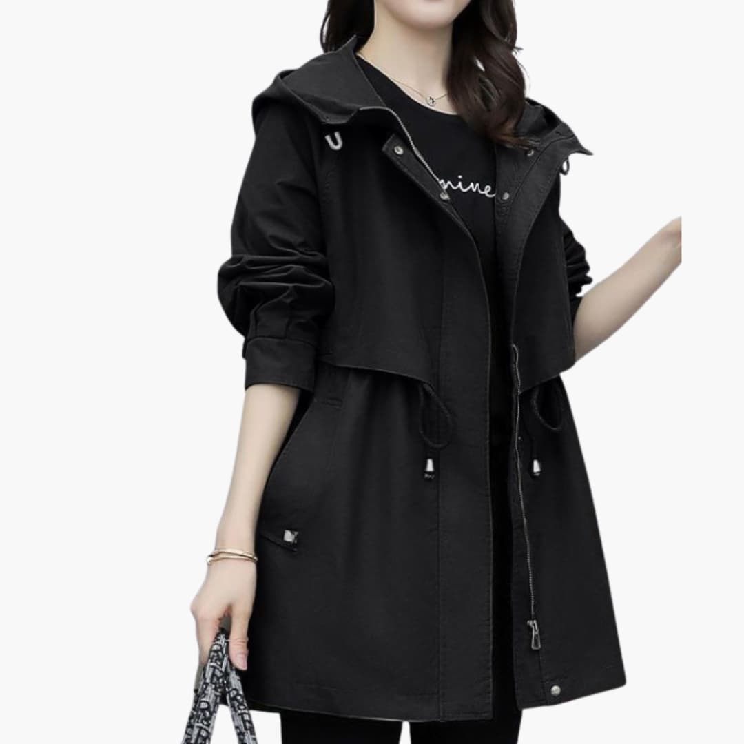 Trench Coat – Hooded Design – Drawstring Waist