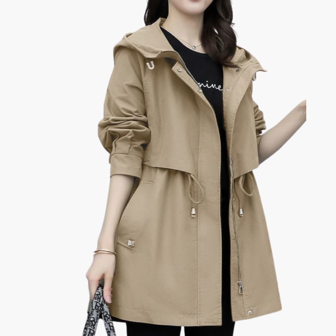 Trench Coat – Hooded Design – Drawstring Waist
