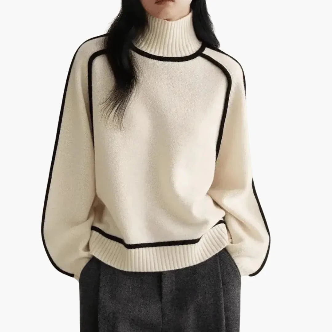 Turtleneck Sweater – Ribbed Collar – Contrast Trim