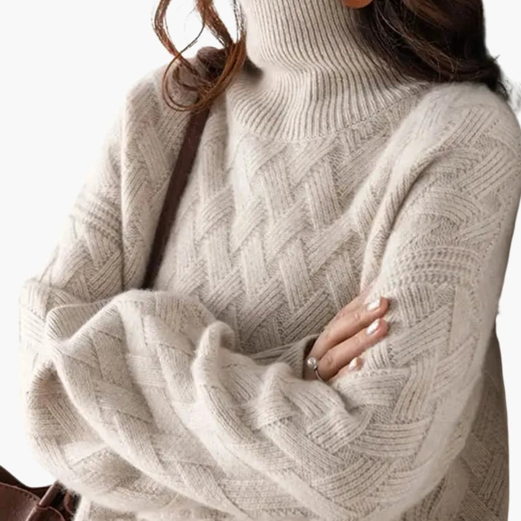 Turtleneck Sweater – Woven Knit Texture