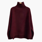 Turtleneck Knit Sweater – Ribbed Texture – Relaxed Hem