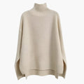 Turtleneck Knit Sweater – Ribbed Texture – Relaxed Hem