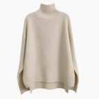 Turtleneck Knit Sweater – Ribbed Texture – Relaxed Hem