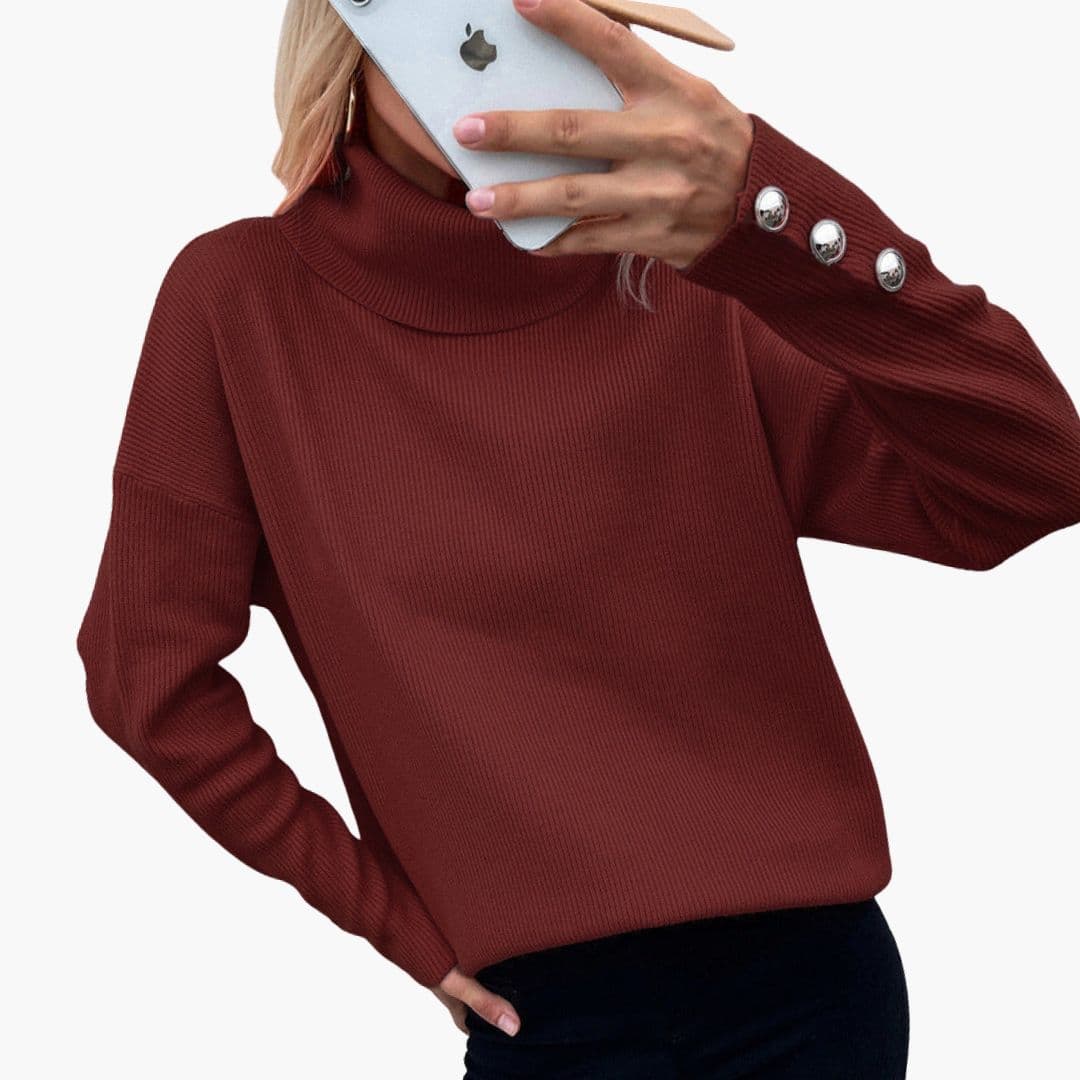 Turtleneck Sweater – Button Cuffs