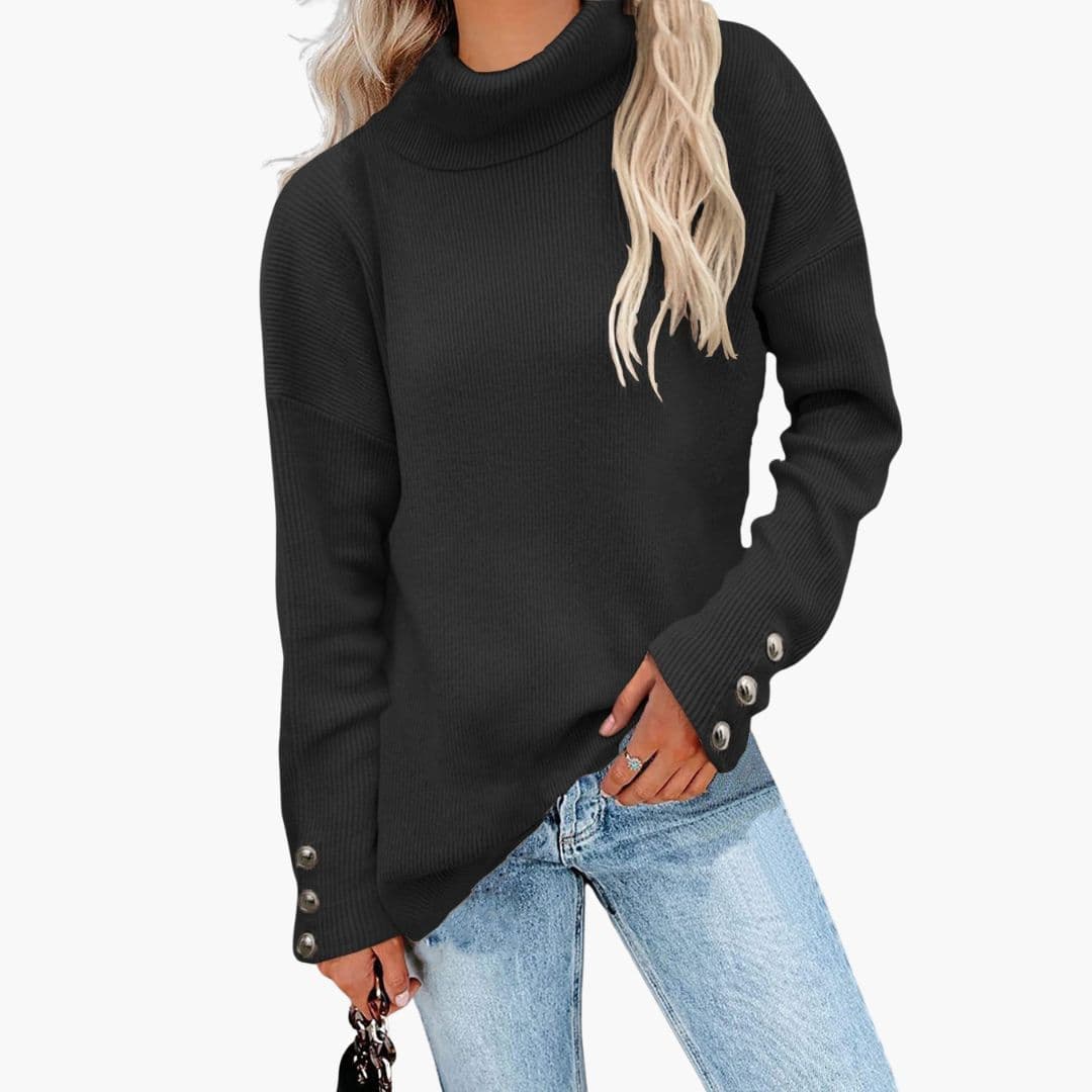Turtleneck Sweater – Button Cuffs