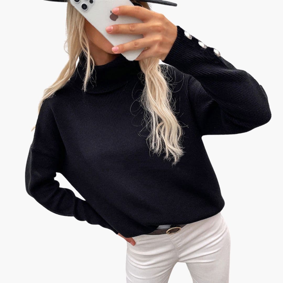 Turtleneck Sweater – Button Cuffs