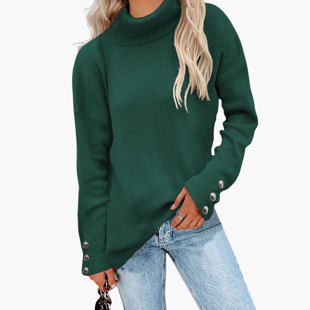 Turtleneck Sweater – Button Cuffs