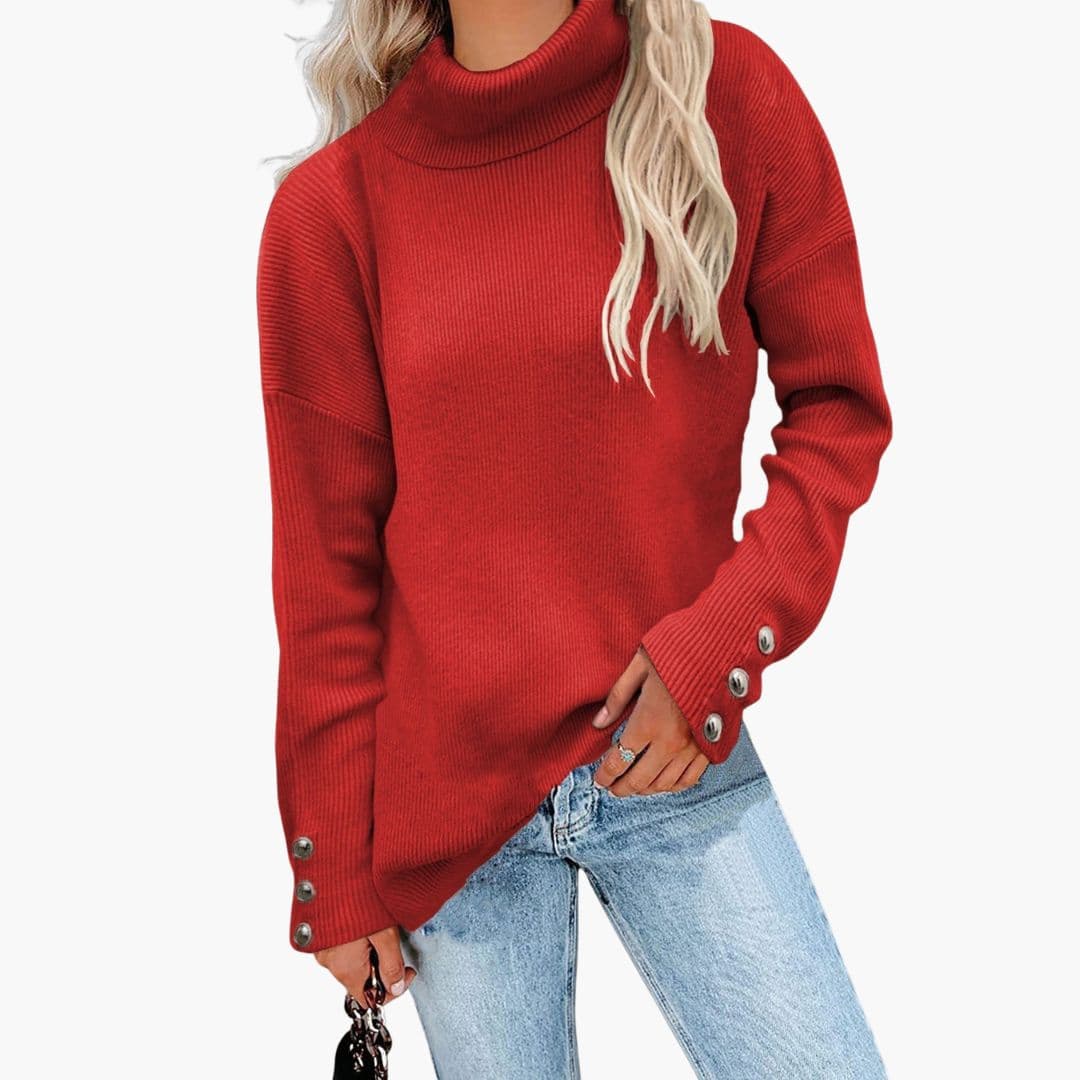 Turtleneck Sweater – Button Cuffs