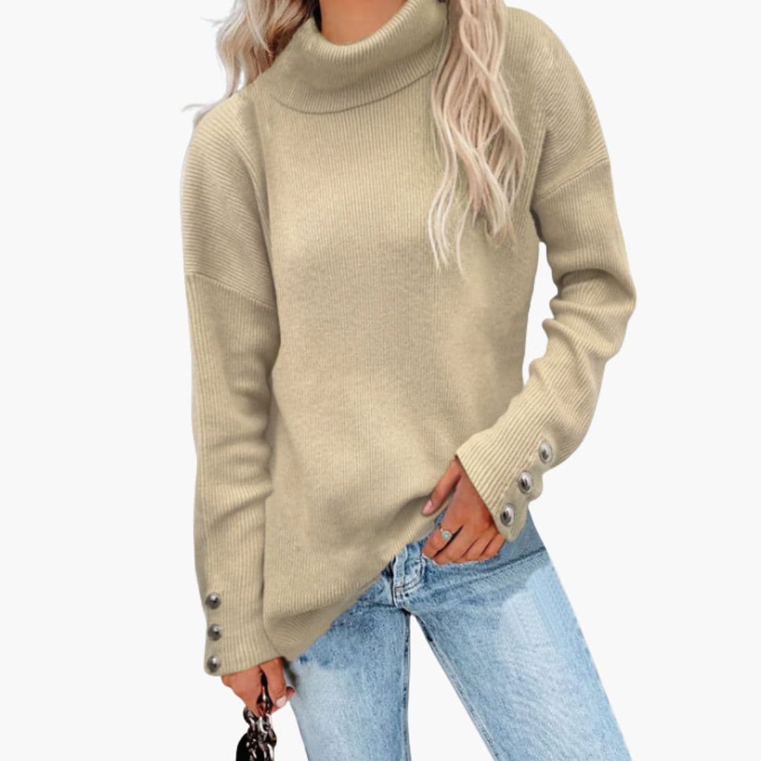 Turtleneck Sweater – Button Cuffs