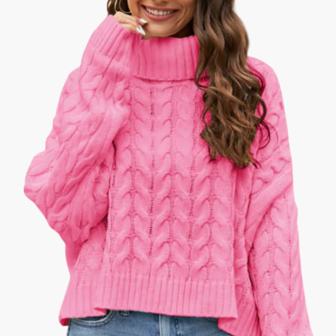 Turtleneck Sweater – Cable-Knit Pattern – Long Sleeves
