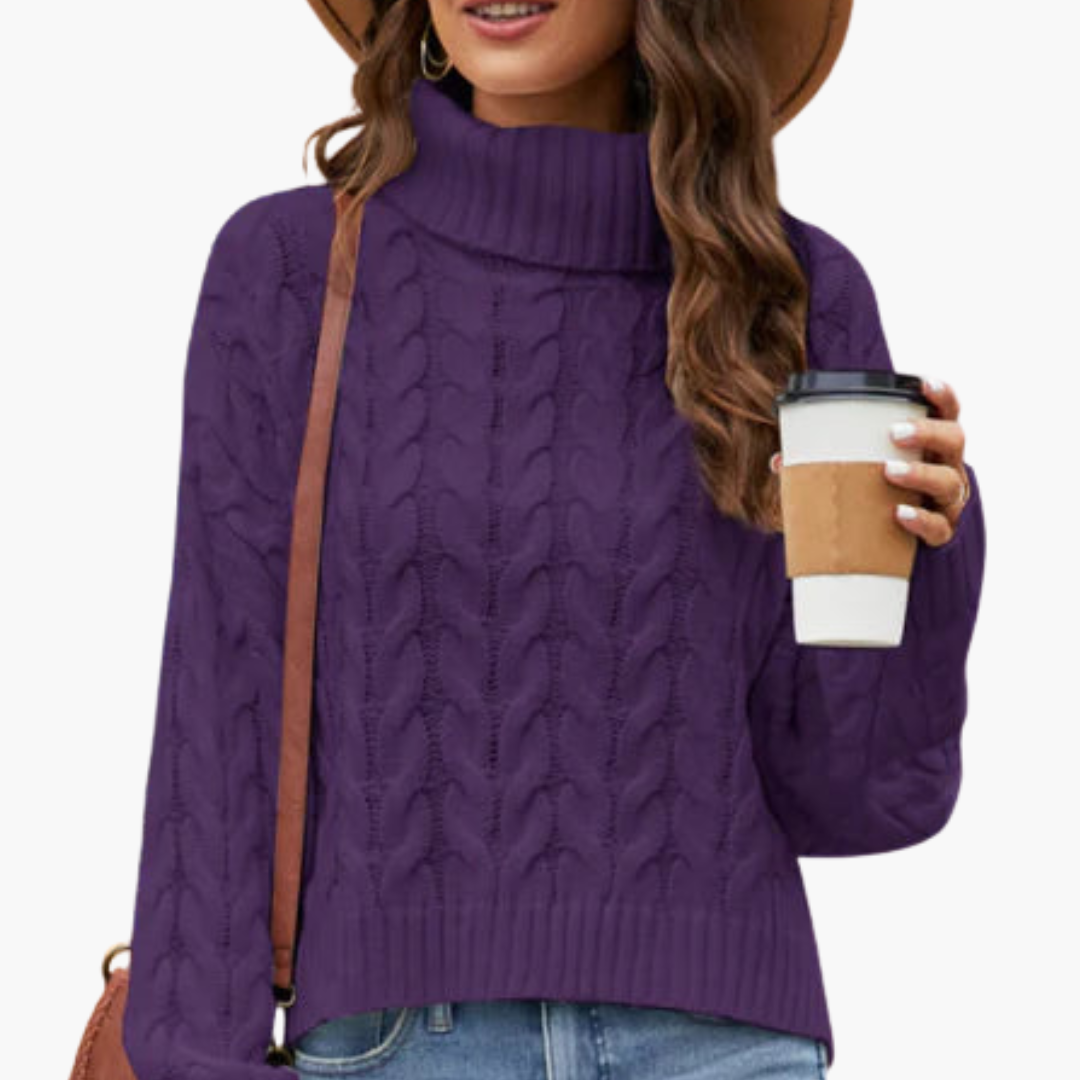 Turtleneck Sweater – Cable-Knit Pattern – Long Sleeves