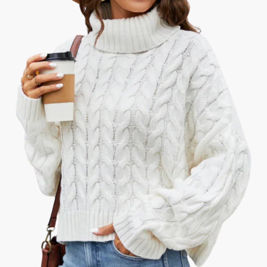 Turtleneck Sweater – Cable-Knit Pattern – Long Sleeves