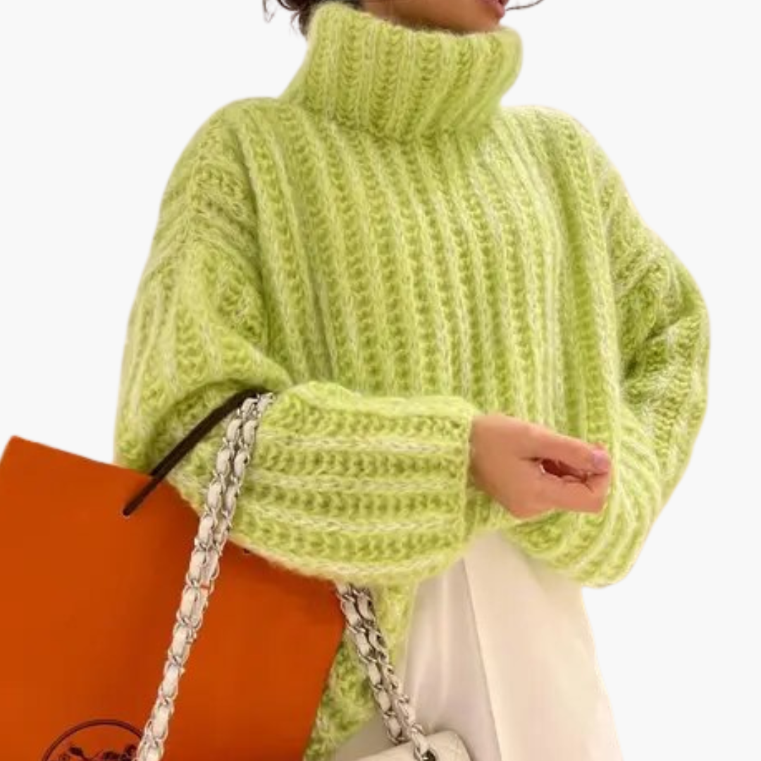 Turtleneck Sweater – Ribbed Knit – Wide Sleeves