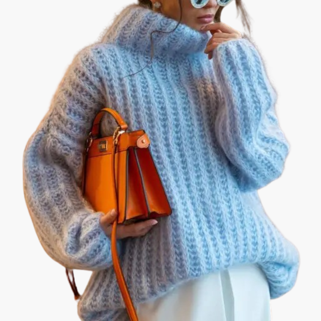 Turtleneck Sweater – Ribbed Knit – Wide Sleeves