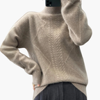 Turtleneck Sweater – Textured Knit – Long Sleeves