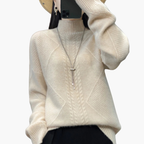 Turtleneck Sweater – Textured Knit – Long Sleeves