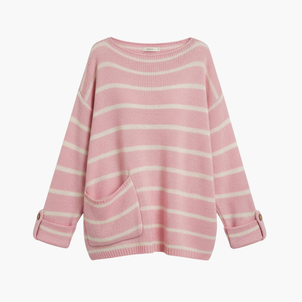 Striped Pullover Sweater – Patch Pocket