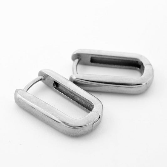 Gold Plated Rectangular Hoop Earrings – Modern Geometric Huggie Earrings for Women