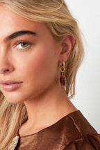Amber Resin Drop Gold Statement Earrings for Women