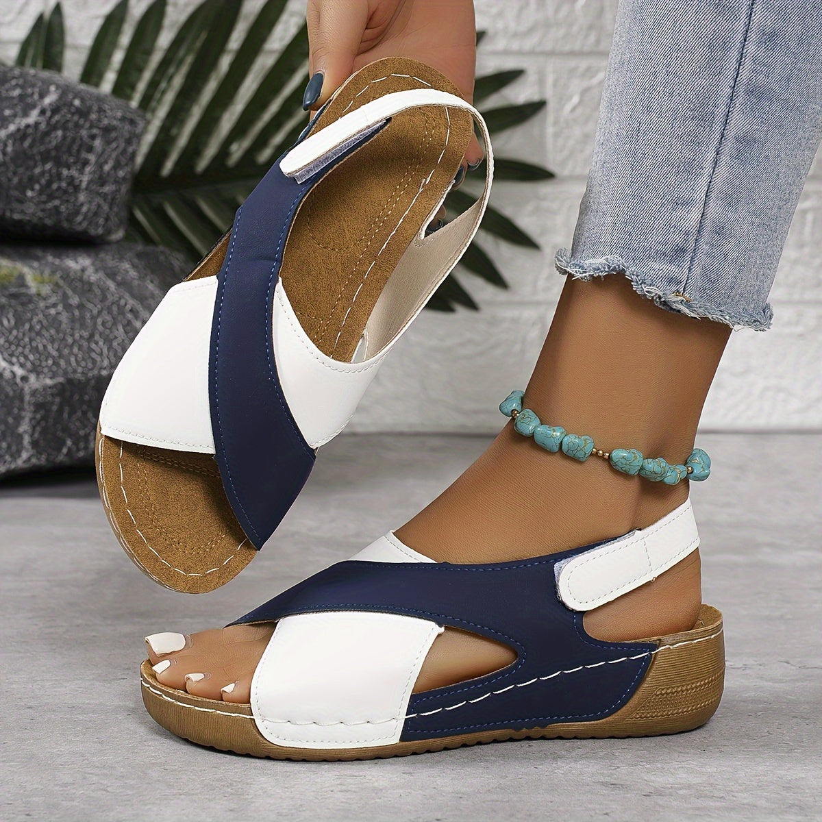 Orthopedic Two-tone Sandals with Thick Sole