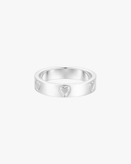 Silver-Tone Heart Detail Band Ring