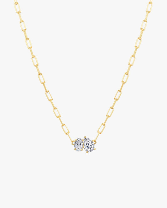 Gold Chain Necklace with Pear and Oval Stones