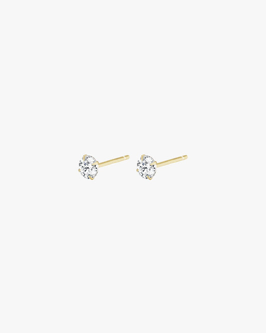 Gold-Plated Stud Earrings with Cubic Zirconia – Round Setting