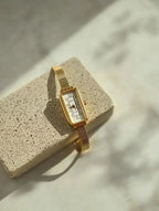 Elegant Rectangular Stainless Steel Women’s Watch – Adjustable Mesh Band