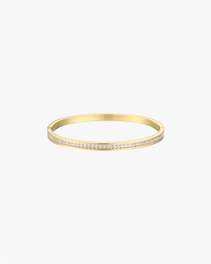 Gold-Tone Bangle Bracelet with Clear Pavé Detailing