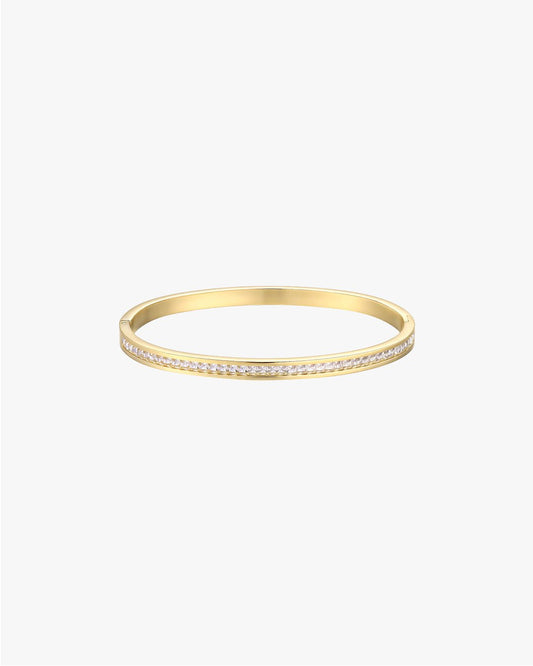 Gold-Tone Bangle Bracelet with Clear Pavé Detailing